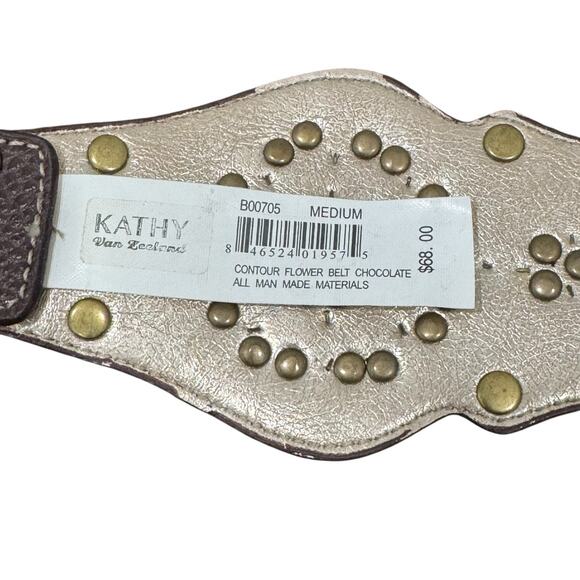 Kathy Van Zeeland Studded Belt Contour Flower Chocolate Size M 32–36" - Picture 11 of 12